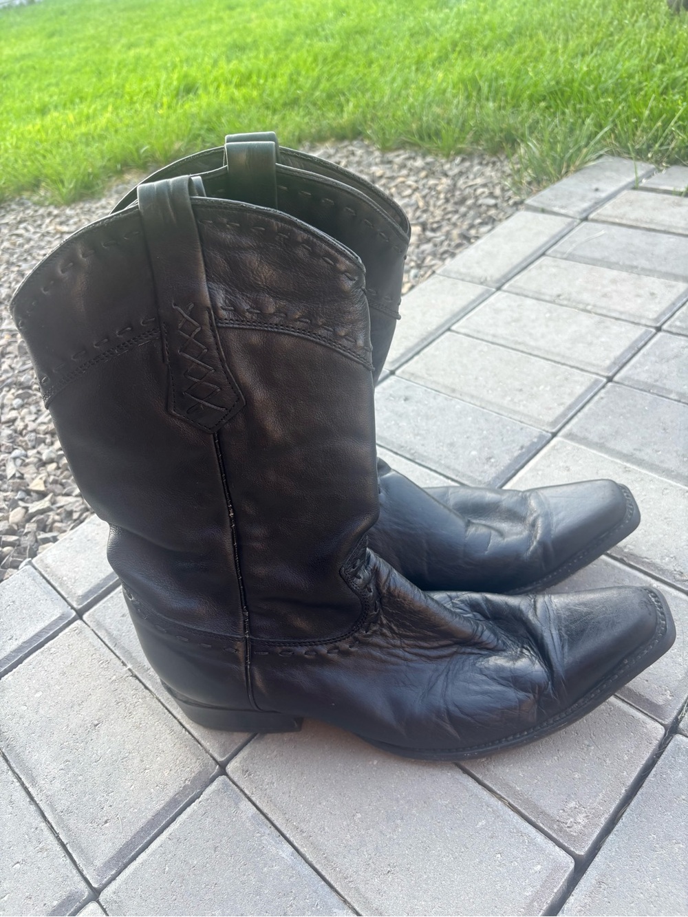 Cuadra Men's Black Leather Cowboy Boots Snip Toe Handcrafted Size 11 US / 30 MEX